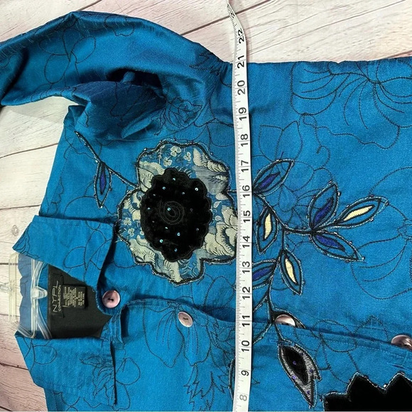 Vintage NYPL blazer jacket applique and embroidered floral design sz small - Picture 6 of 8